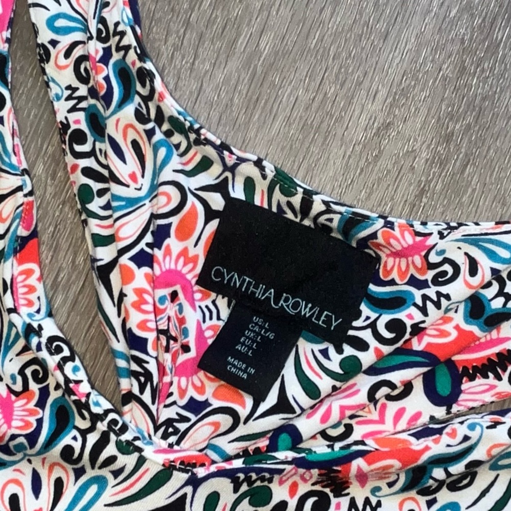 Cynthia Rowley Floral Athletic Dress L racer back - Picture 5 of 7